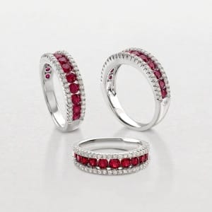 ABX14189R Anello Giorgio Visconti in Oro 18 KT con Diamanti e Rubini